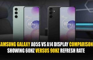 Samsung Galaxy A05s vs A14 — Which Budget Galaxy Should You Buy? Samsung Galaxy A05s vs A14 display comparison showing 60Hz versus 90Hz